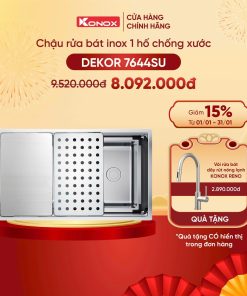 Chậu rửa bát âm Konox KN7644SU Dekor TẶNG VÒI RENO