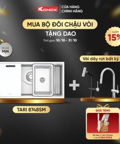 Chậu rửa âm Konox Tari 8748SM + VÒI BẤT KỲ TẶNG BỘ DAO 5 MÓN